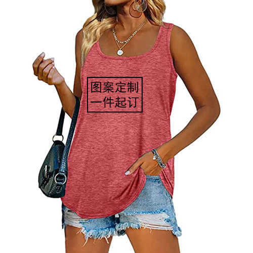 Printable Print Women's Solid Color Backless Tank Top for Spring and Summer