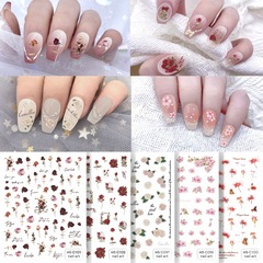 MEET SWEET Retro Rose Flowers Lily of the Valley Cherry Blossom Peach Blossom Higan Flower Nail Art Stickers Nail Stickers