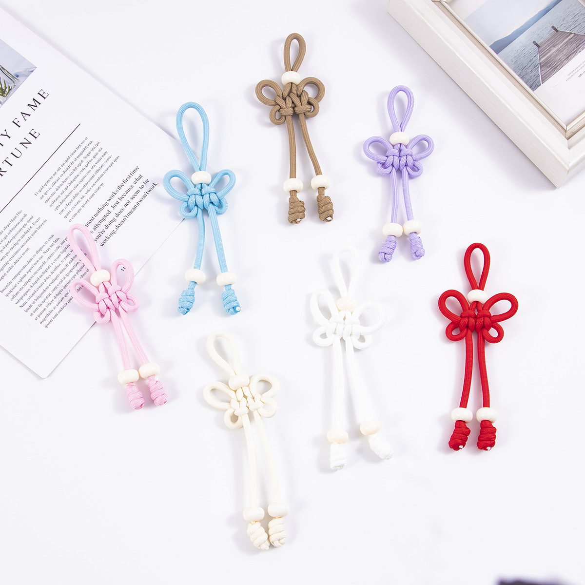In-Stock Handmade Colorful Bowknot Popular Pendant Handmade Colorful Phone Chain Versatile Bag Keychain
