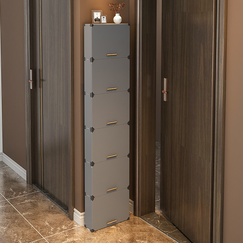 Ultra-Thin Shoe Cabinet for Home Entrance Storage, Space-Saving Entryway Wall Cabinet, Small Narrow Simple Shoe Rack, Behind-Door Storage