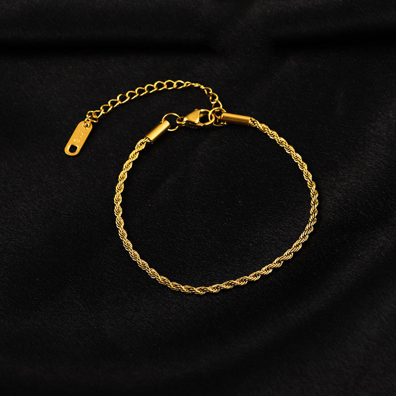 Flätat armband för kvinnor i titanstål lyxig minimalistisk_voghion.com