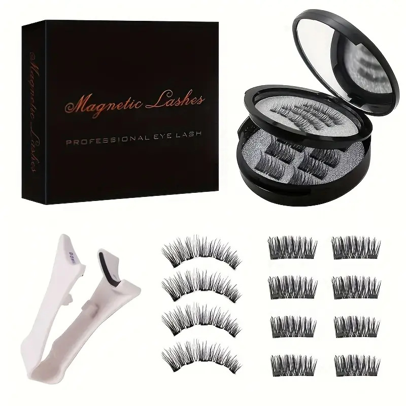 Imán imán fábrica de pestañas al por mayor tres pares 12 piezas pestañas magnéticas cinco pestañas falsas magnéticas sin pegamento europeas y americanas