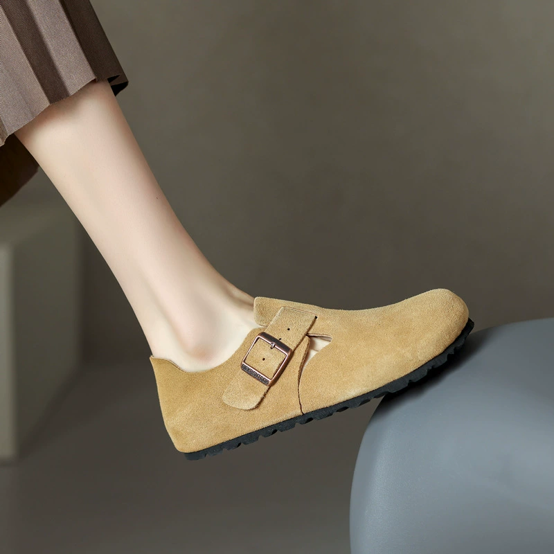 2025 новый интернет-знаменитость супер жаркие обувь Birkenstock с толстой подошвой и Velvet Toe, осень-зима, хлопковые тапочки для женщин