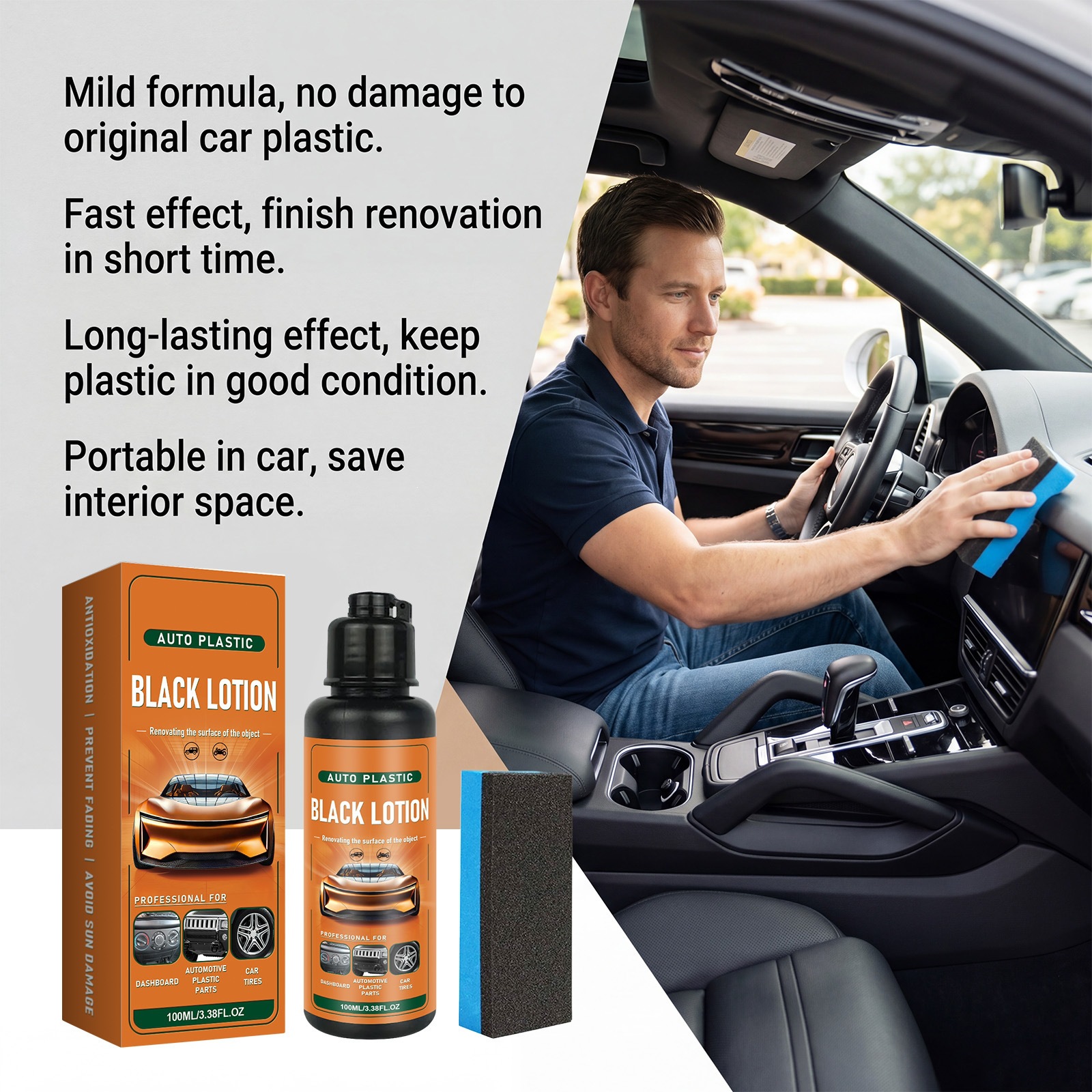 Car Plastic Refurbishment Agent, Interior Whitening Remover, Blackening and Brightening Agent, Anti-Aging Daily Care and Maintenance Cleaner