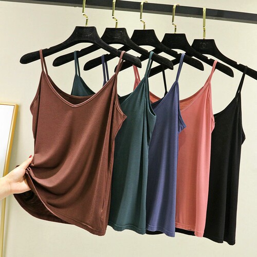 Women's Modal Straps Tank Top V-Neck Summer Casual Innerwear Slimming Bodysuit Thin T-shirt