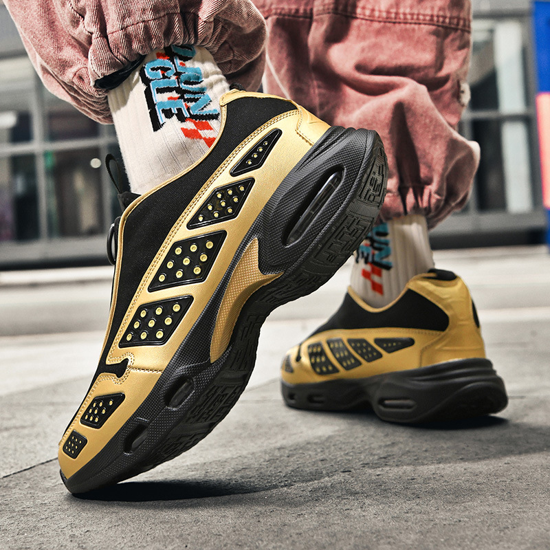 Outdoor Large Size Running Shoes for Men in Spring and Autumn New Youth Zipper Air Cushion Casual Sports Shoes Cross-Border Men's Shoes