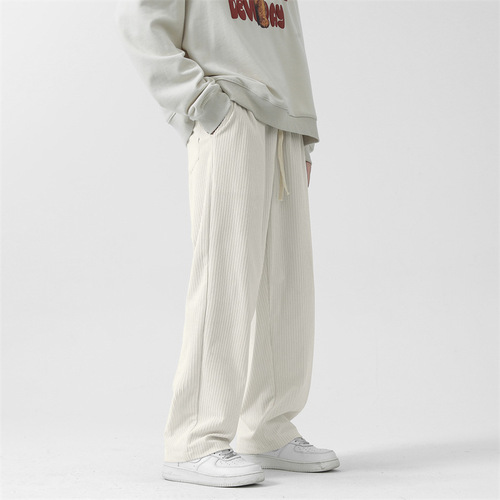 LKTM Men's #Retro Corduroy Casual Pants Men's Ins Trendy Brand Youth Loose Drawstring Loose Wide Leg Pants