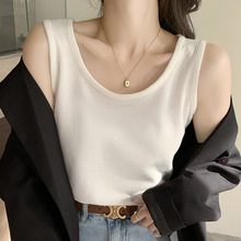 H309白色吊带背心女士夏宽松黑色内搭打底外穿华夫格无袖百搭上衣