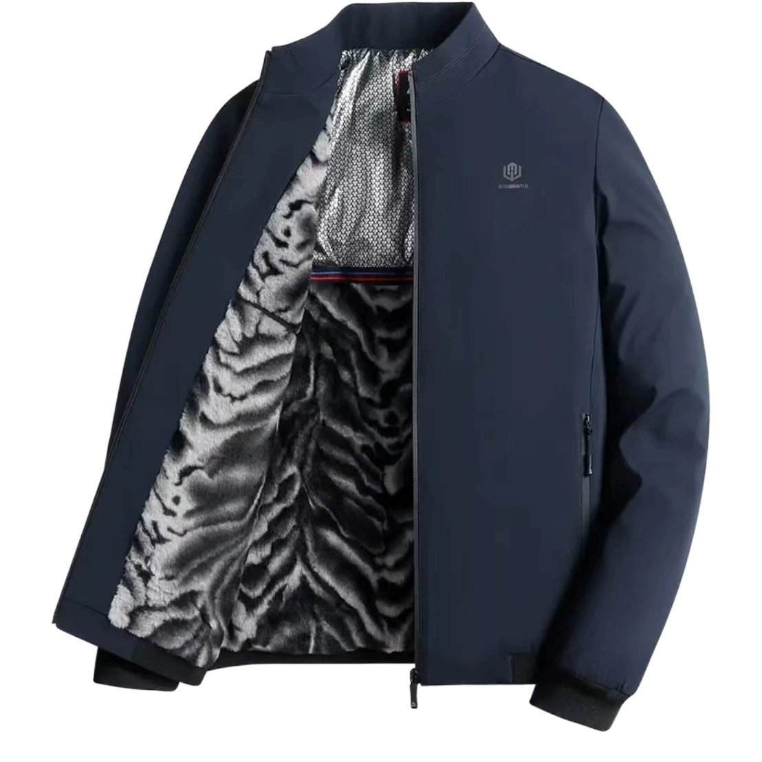 508 Утолщенная куртка на флисовой подкладке для папы средних лет на молнии с воротником-стойкой Повседневная куртка на подкладке из графена для средних и пожилых людей