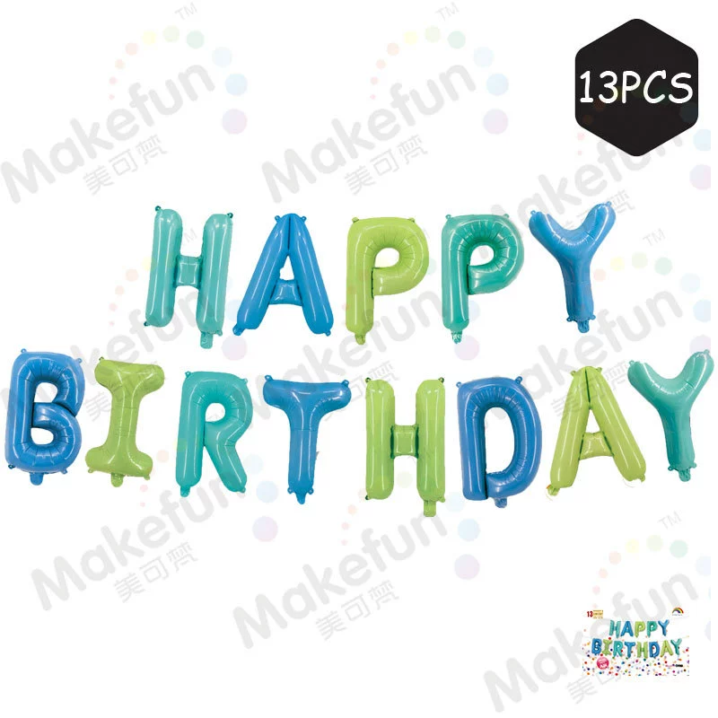 English Happy Birthday Birthday Happy Balloon Aluminum Film Balloon Set Decoration Tibetan Pole Windsie
