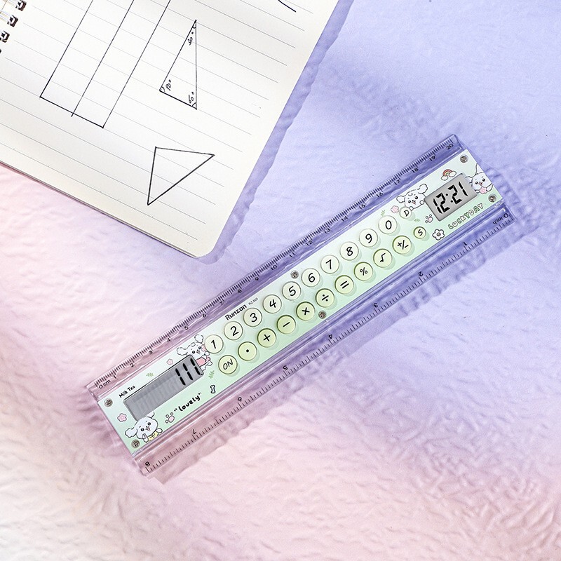 クリエイティブな直尺電卓、キュートで女の子らしい多機能学生文具、かわいい学習用品|undefined