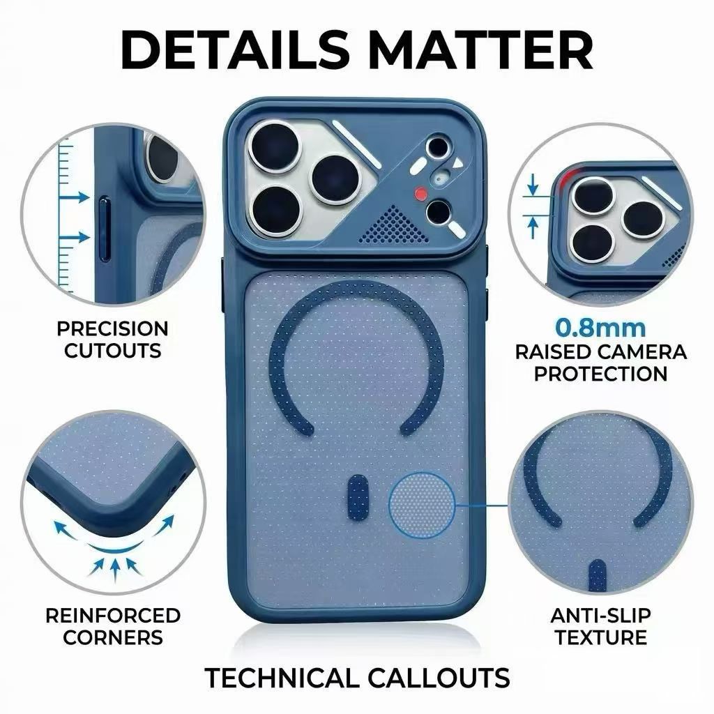Transfronterizo armadura de hielo microporosa absorción de calor para iPhone17promax teléfono móvil Apple 16 sensación avanzada anti-caída