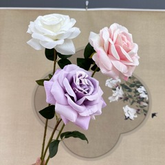 仿真玫瑰花單枝霸王玫瑰花假花客廳擺設花婚慶婚禮堂插花裝飾花束