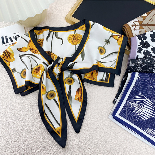 Shawl silk scarf for women in spring, autumn and summer office air-conditioned room shoulder and neck new style decorative knotted fake collar scarf