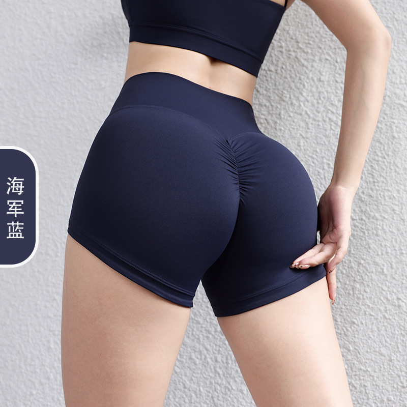 Pantalones desnudos de mel桃, pantalones cortos de yoga, pantalones de fitness ajustados, pantalones cortos deportivos para correr.