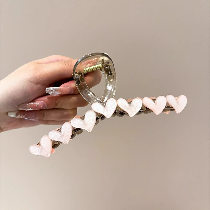 2025 nuevo clip de agarre de amor para mujer, gran volumen de cabello, horquilla, horquilla de tiburón de alta calidad, horquilla de tiburón, accesorios de principios de primavera