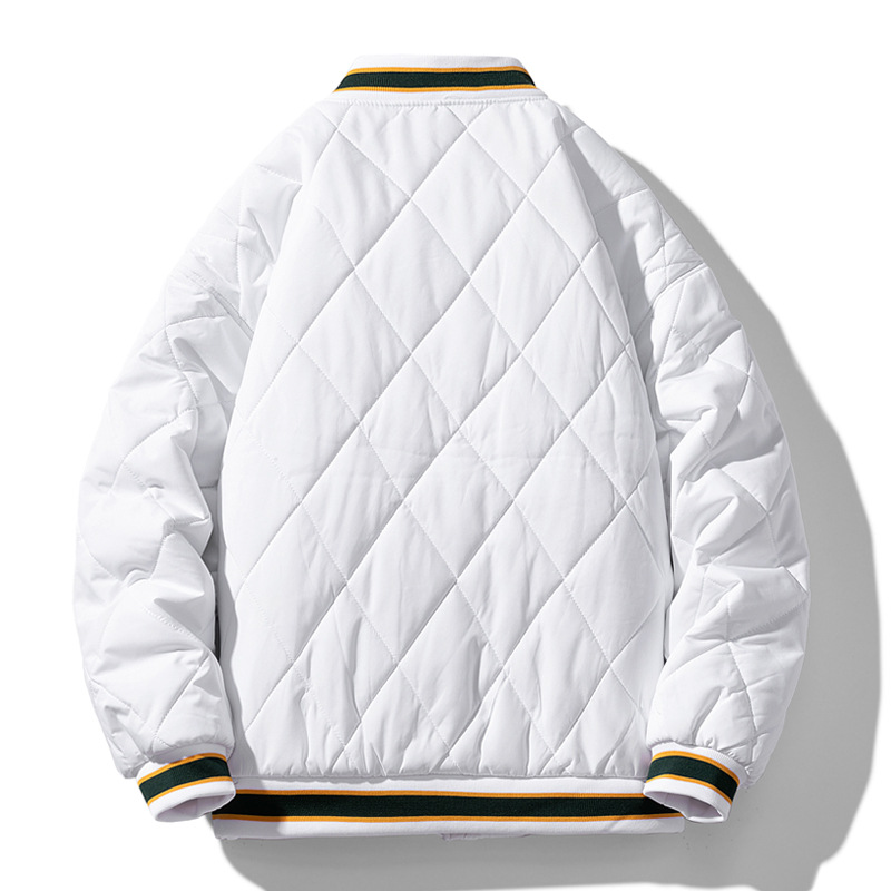 Chaqueta de invierno de algodón acolchado de los hombres corta de estilo coreano abrigo de pan de moda cálido cuello de béisbol engrosado carta bordada Chaqueta de algodón acolchado abrigo de los hombres