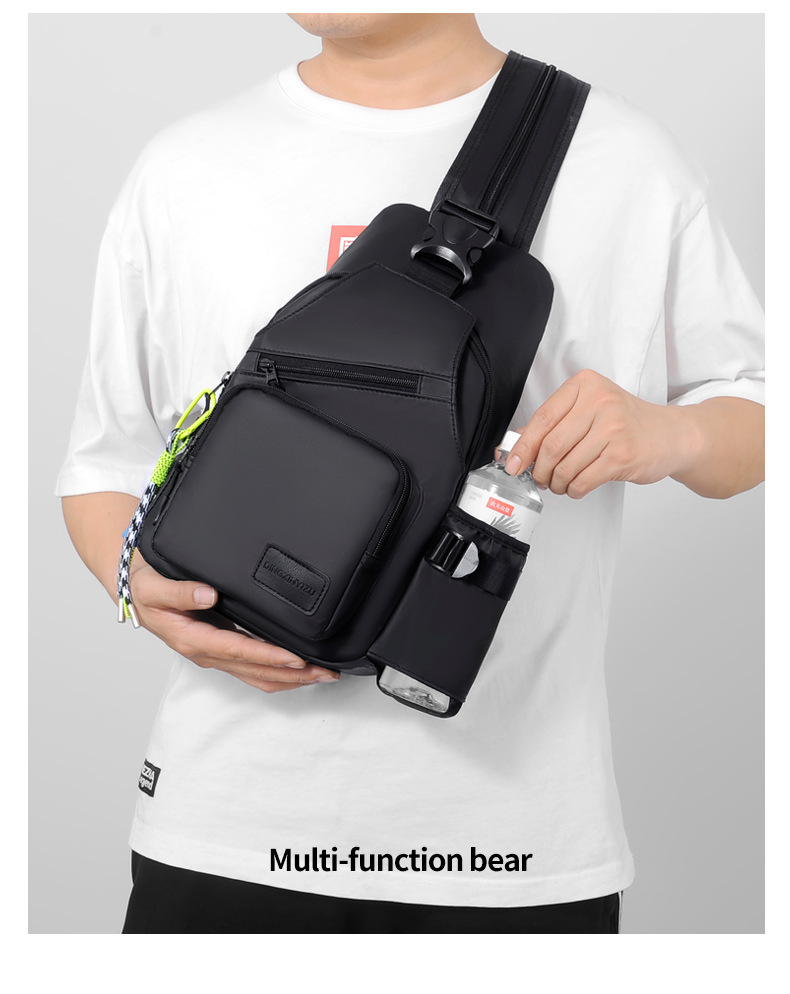 Wholesale new large-capacity men's chest bags, single-shoulder crossbody water cup bags, multi-functional waterproof outdoor small backpacks undefined