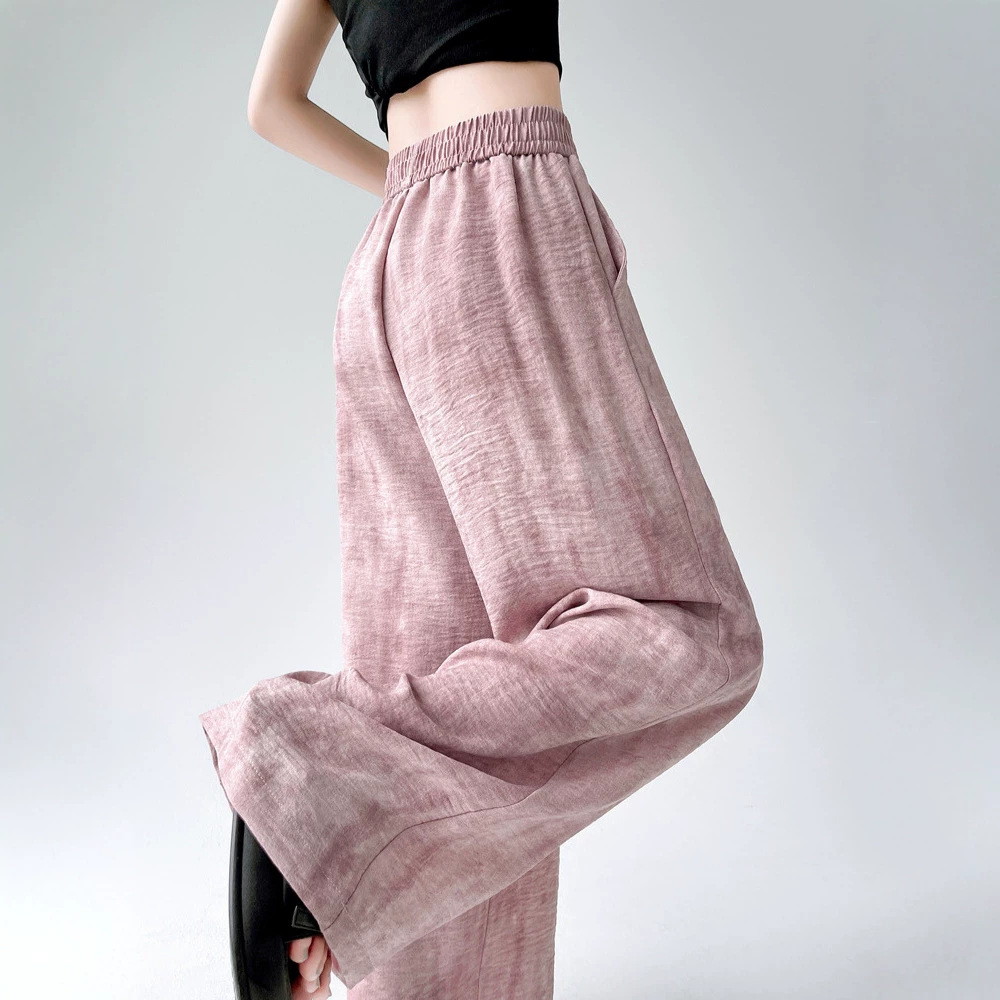 Quần culottes nữ ống rộng phong cách lười biếng, cạp cao suông rủ, kiểu dáng dài chạm đất — Xám đen chi tiết 3