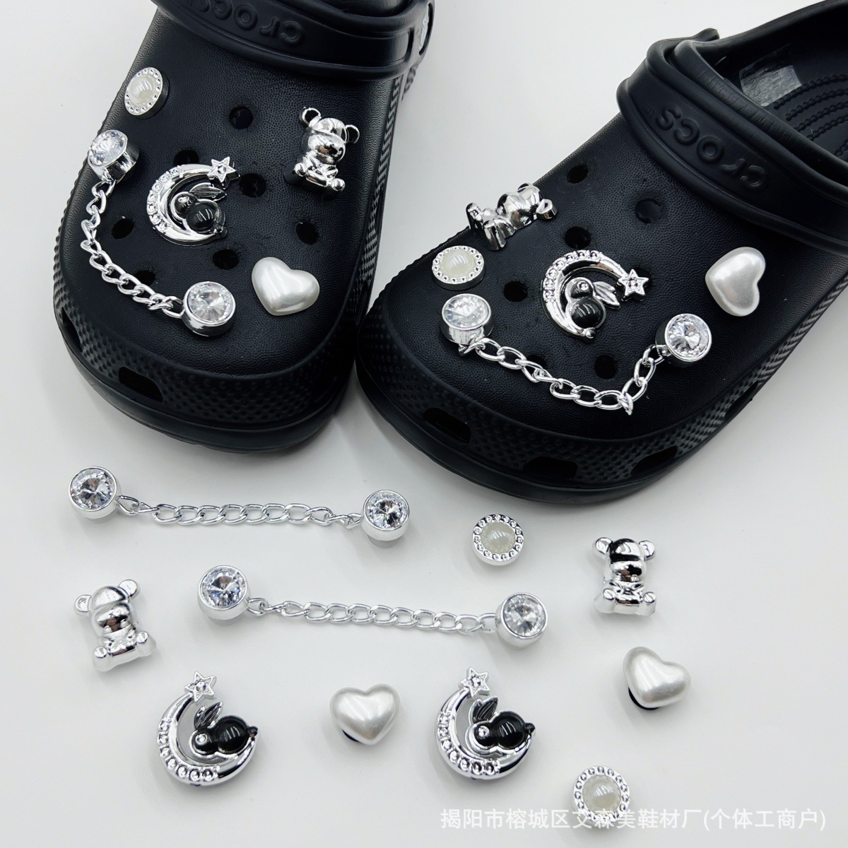 Estrellas plateadas ajuste agujero agujero perdido zapatos decorativos accesorios DIY extraíbles accesorios de flores hebillas de zapatos accesorios tridimensionales