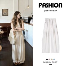 白色天丝亚麻山本裤女夏薄款2026新款宽松休闲小个子冰丝阔腿裤子