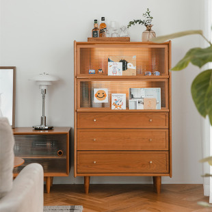 Euler Bowu dining cabinet Nordic living room sofa side cabinet locker cherry wood solid wood kitchen storage cabinet cupboard