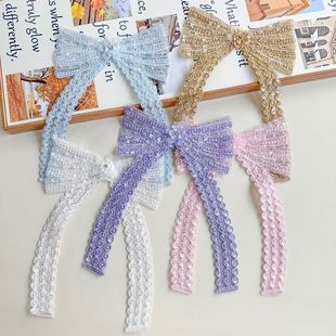 Lace Mesh Lace Trim Multi-Color Beaded Bow Decoration Summer T-Shirt Dress Luggage Accessories Clothing