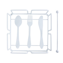 跨境亚马逊刀叉勺餐巾座铁艺立式方形厨房西餐厅咖啡厅收纳纸巾架