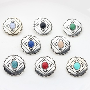 Cross-border distressed retro silver alloy lace button hair buckle pendant accessories diy handmade jewelry accessories materials