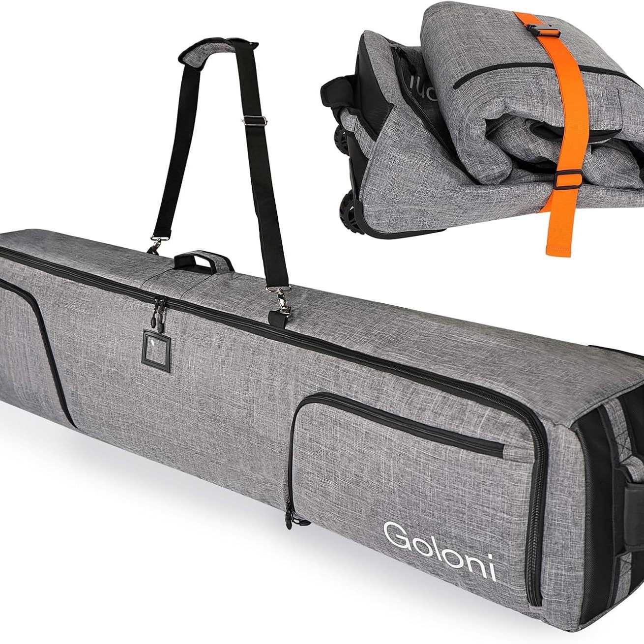 Goloni Large 205 Double Snowboard Bag with Wheels, Ski Bag Storage Bag, Foldable Storage Bag for Airline Travel