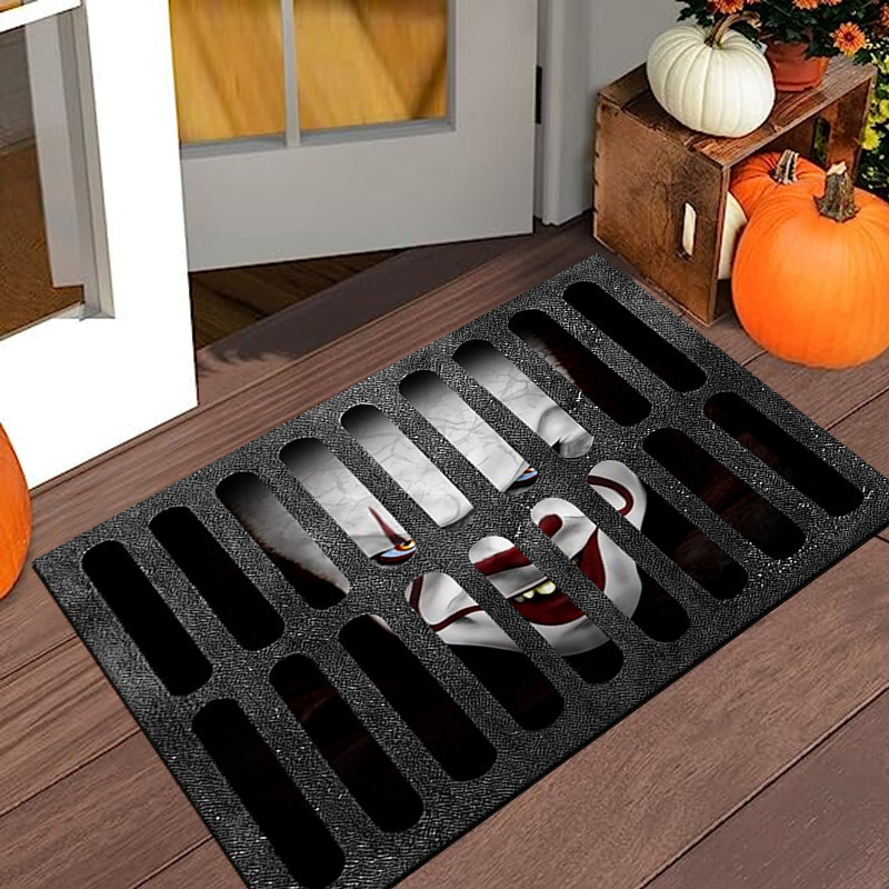 アマゾン工場のハロウィンの透かし彫りの装飾のじゅうたんの3d視覚の立体的なマットの玄関の家の入り口の足のマットの卸売り|undefined