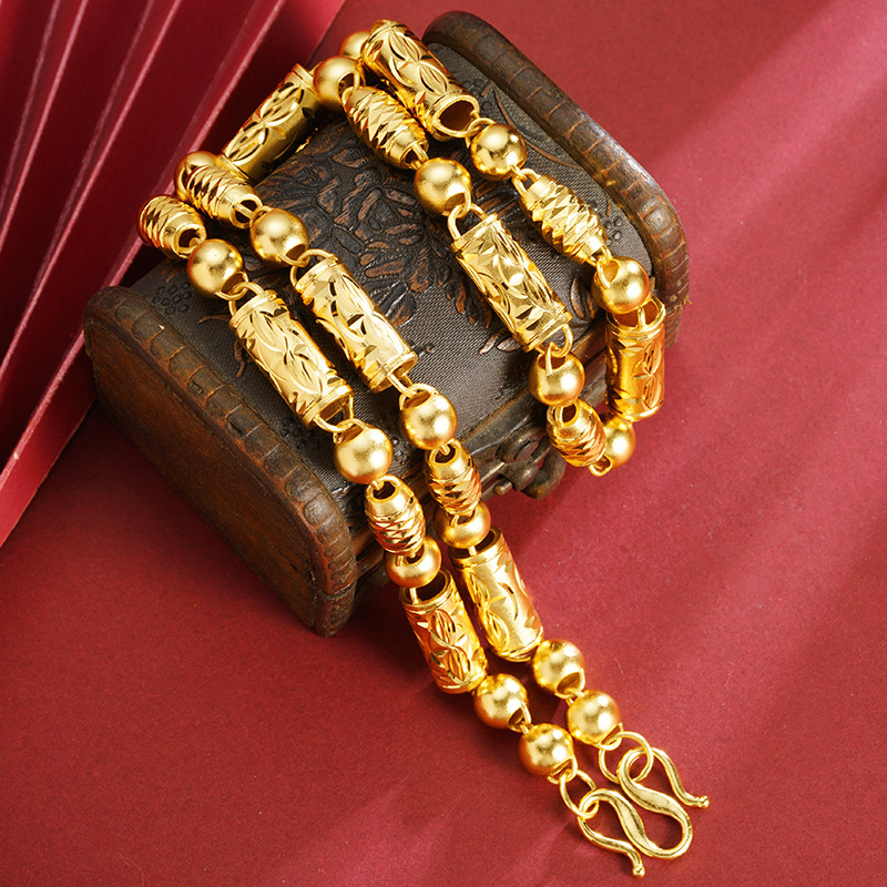 Collar de oro de arena vietnamita masculino, estilo retro chino, estilo ligero y lujoso, joyas no se desvanecen, accesorios Yiwu
