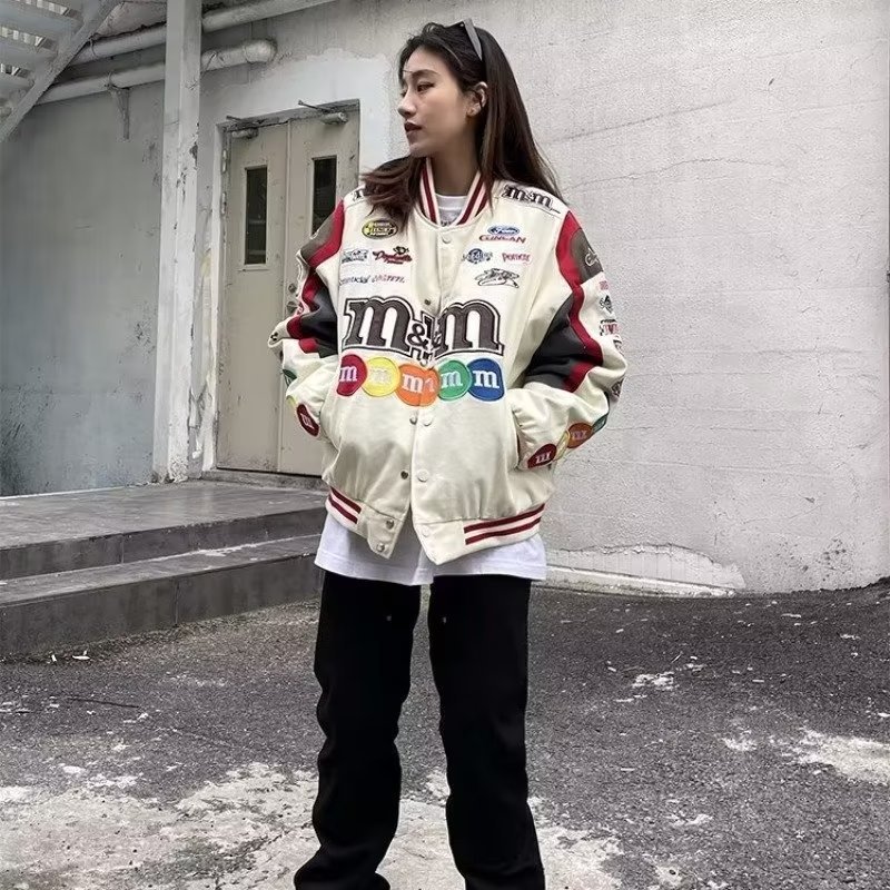 Nuevo uniforme de béisbol americano High Street masculino otoño suelto casual tendencia pareja etiquetada chaqueta de coche chaqueta de hombre