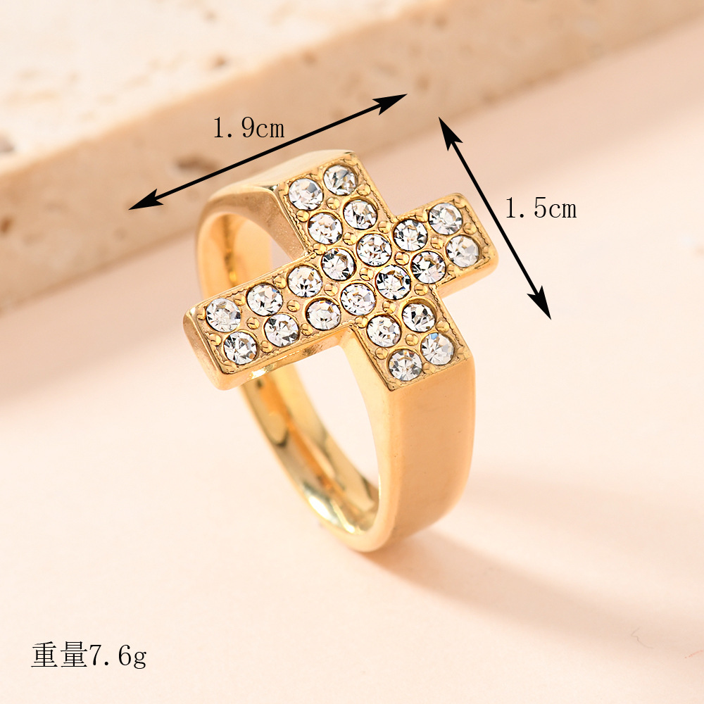 Anillo de acero inoxidable transfronterizo de fundición Hip Hop personalidad punk anillo de diamante cruzado popular joyas versátiles image 8