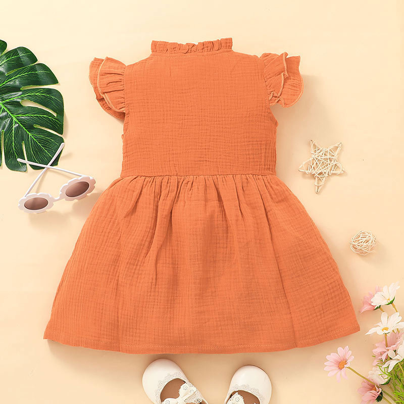 2022 Summer Baby Girl Bow Dress Summer Lace Flying Sleeve Vest Skirt display picture 3