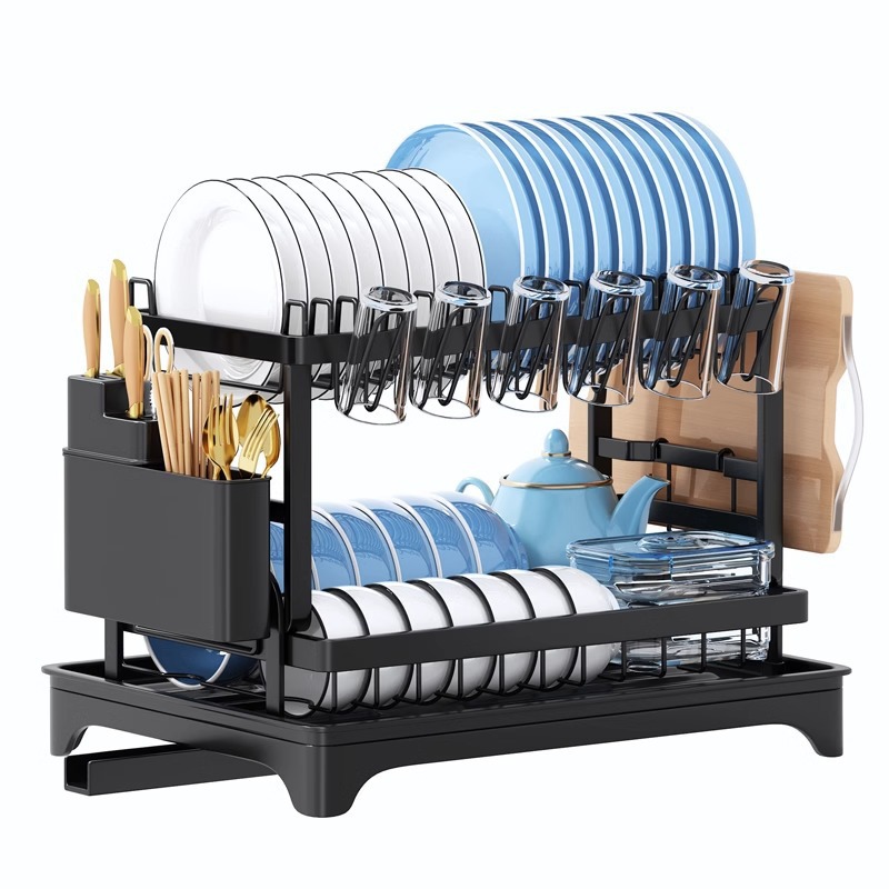 Estante para platos de drenaje plegable sin instalación, estante para el acabado de la cocina, palillos, cuchillo y tenedor, estante de almacenamiento para tazas de agua