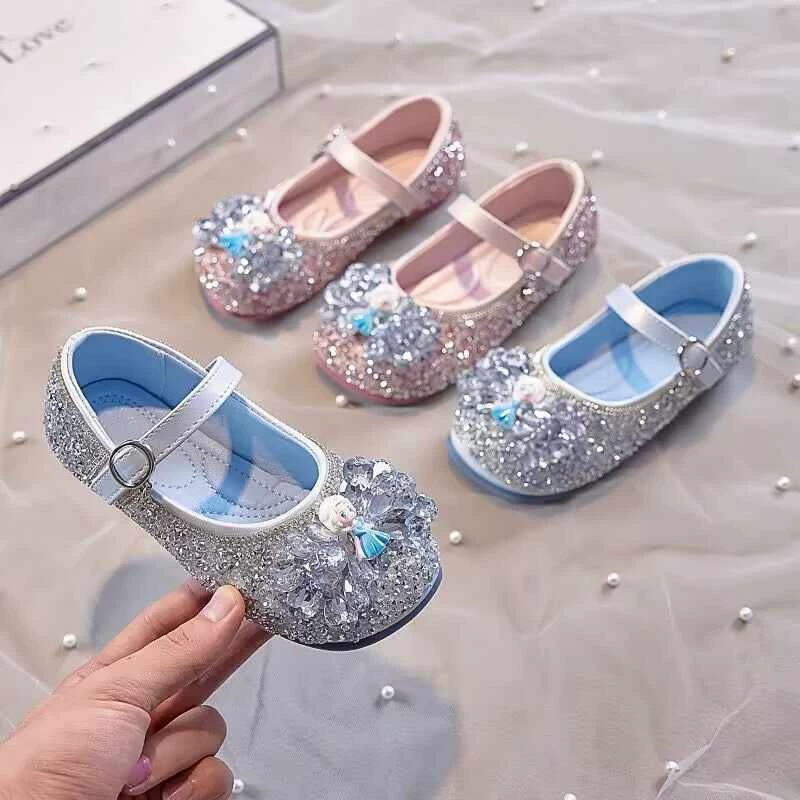 Детские туфли принцессы, кристальные туфли Aisha 2025, новые кожаные туфли для девочек весна-осень, мягкая подошва, детские туфли