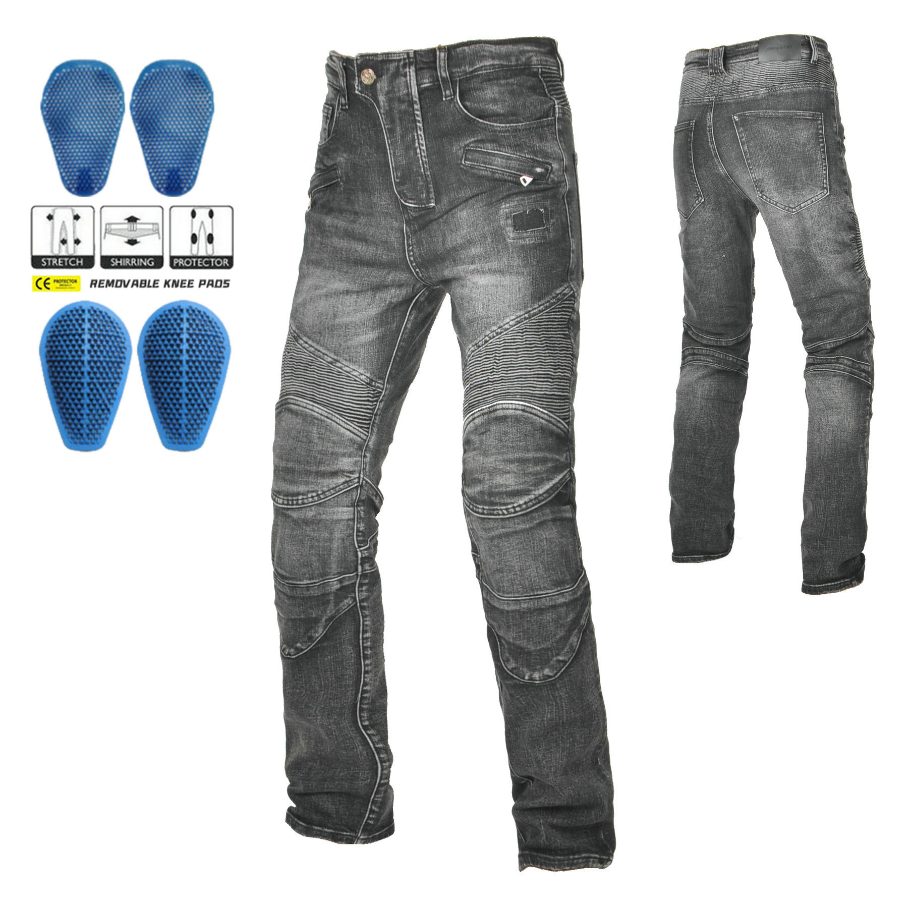 Loong biker lavado vintage motocicleta anti-caída pantalones motocicleta jeans hombres estiramiento casual ciclismo Pantalones
