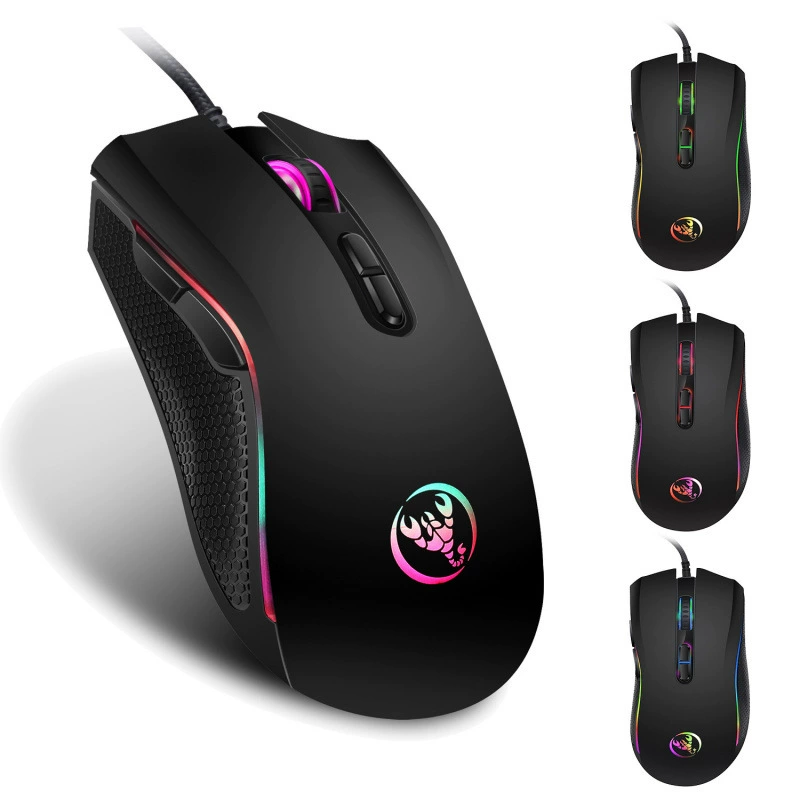 A869 цветная световая игровая мышь E-Sports, проводная мышь, DPI регулируется в четырех уровнях до 3200 DPI