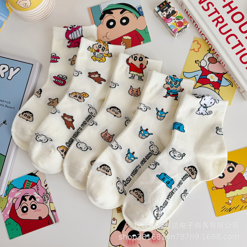 Crayon Shin-new Socks Women's Socks Cartoon Three-dimensional Cute Cotton Socks Japanese Style Sweet College Style Socks Women