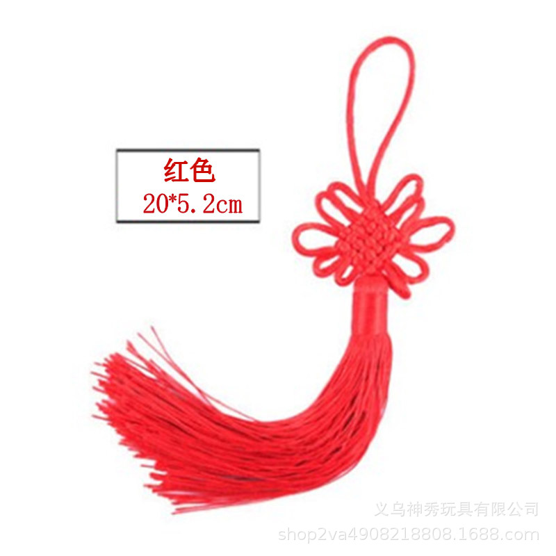 Borla de nudo chino rojo