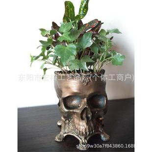 Cross-border Creative Skull Flower Pot Succulent Flowers Resin Craft Garden Back Garden Living Room Study Decorations
