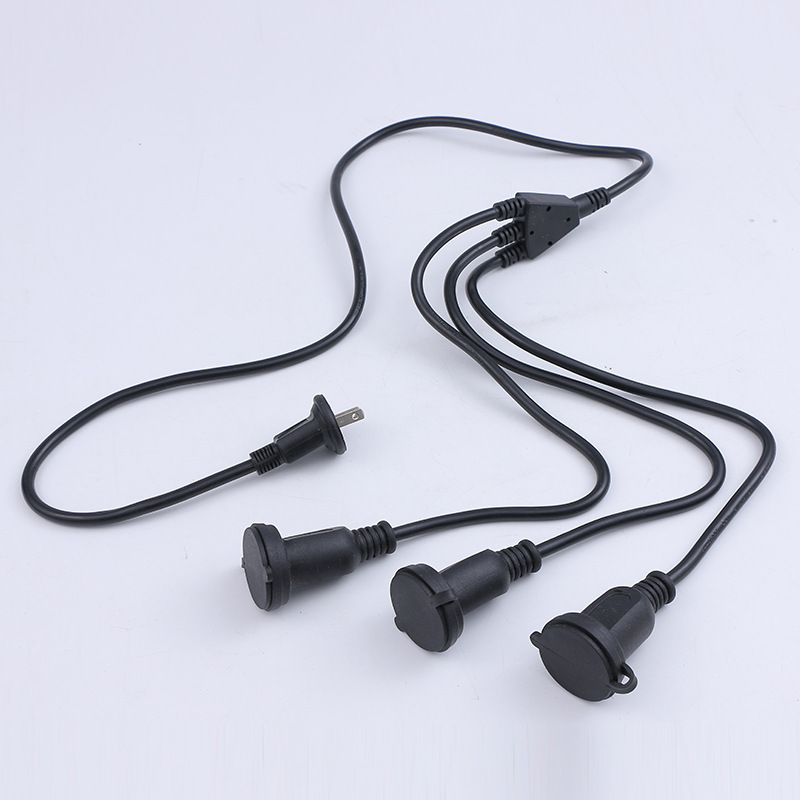 美标国标二脚电源电磁炉电视风扇二项公母对接延长线插座加粗线芯