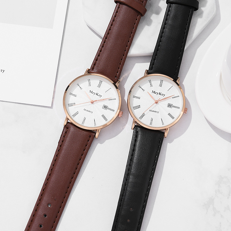 and Nordic minimalist fashionable large dial calendar men's belt quartz student watch_voghion.com
