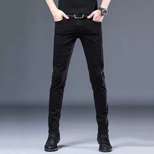 QN香港春夏牛仔裤男小脚高端时尚黑色弹力修身潮牌青年男士长裤子