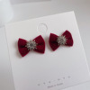 Cute earrings with bow from pearl, accessory, internet celebrity, silver 925 sample