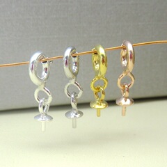 S925 Pure Silver DIY Spring Clasp Bullet Spring Clasp 3mm Pendant Support Pin Simple Gold Plated Empty Back Handmade Silver Accessory