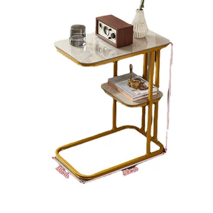 Elegant Simple Side Table with Iron Legs for Living Room, Bedroom, Bar, Restaurant, Kitchen, School