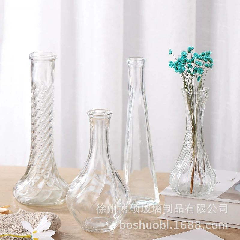 Скандинавская ваза из стекла в стиле лайт-люкс, простая ваза для гидропоники, украшение для обеденного стола, декор для дома, для свежих и сухоцветов.