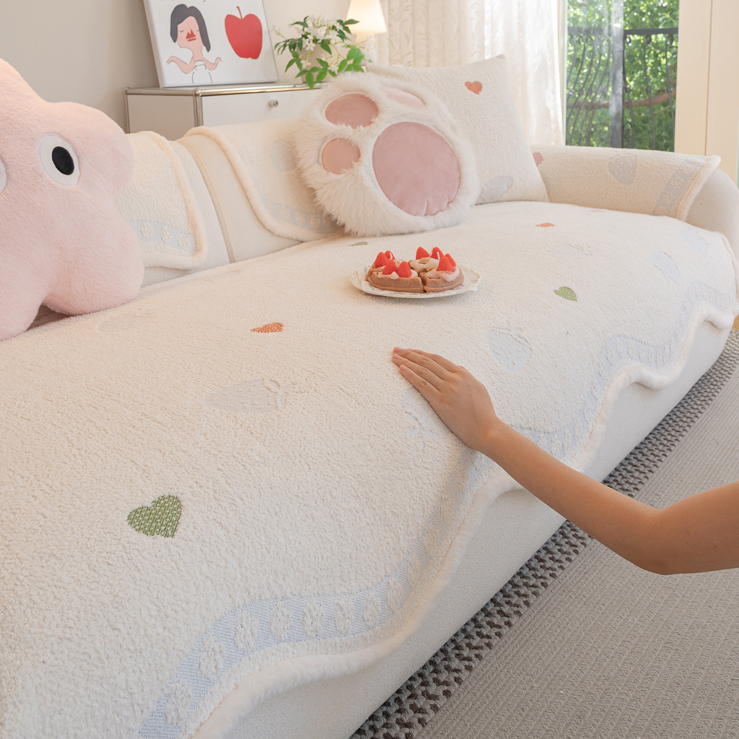 2025新款现代风雪尼尔沙发垫四季通用防猫抓沙发垫万能套罩轻奢